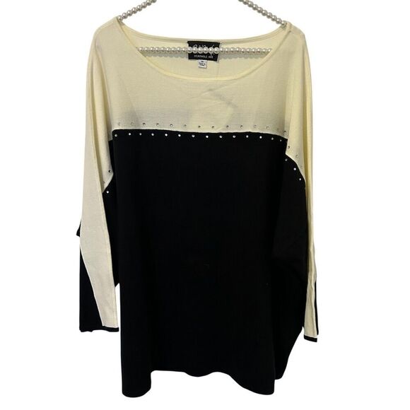 Bob Mackie Sweater Womens 3X Wearable Art Rhinestone Pullover Colorblock mature - Picture 1 of 10